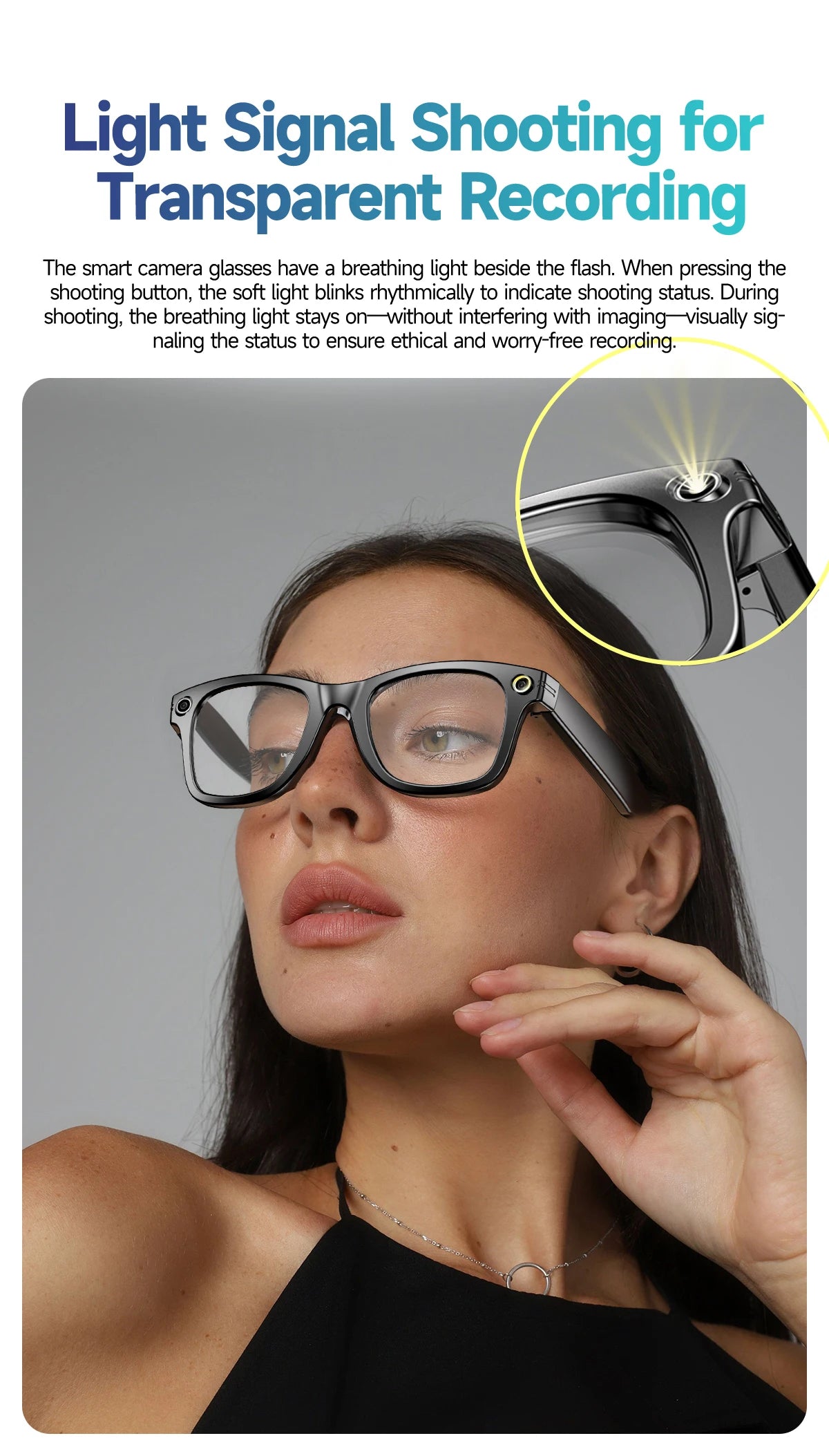 2025 New Travel Study Smart Glasses Men 800W HD Pixel Camera Video Recording WIFI Transmission Adjustable Prescription Glasses