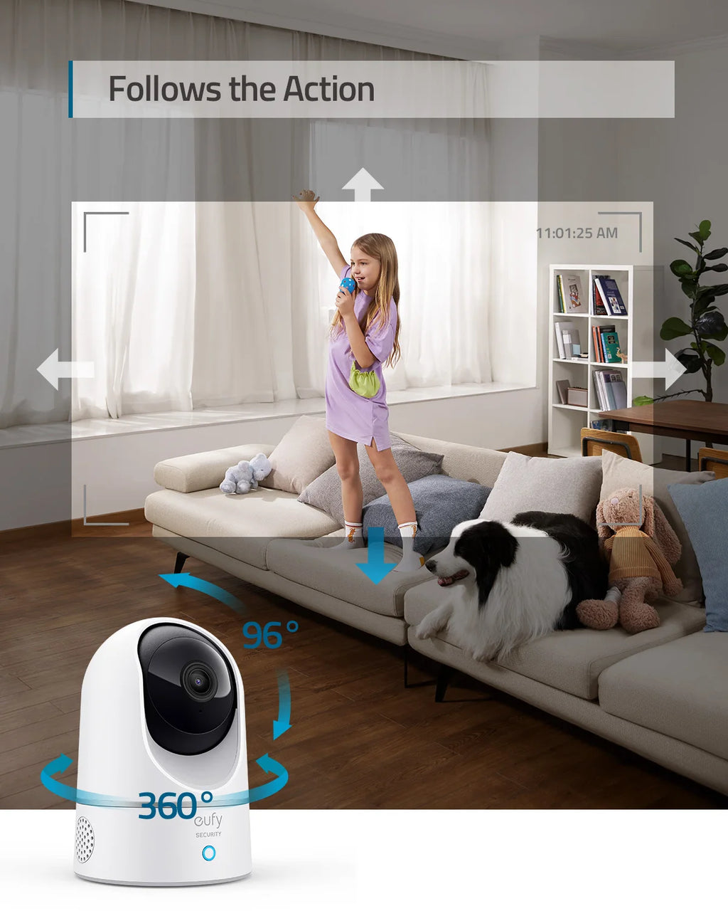 eufy Security Solo 2K Indoor Cam P24 Protect Pan & Tilt Mini Wifi Camera Human AI Voice Assistant Compatibility Motion Track