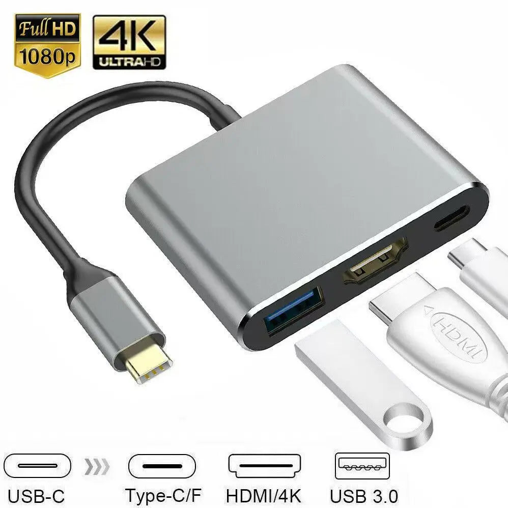 3-in-1 USB-C Hub:type-c 3 in 1 PD100W+HDMI(4K/30Hz)+USB3.0
