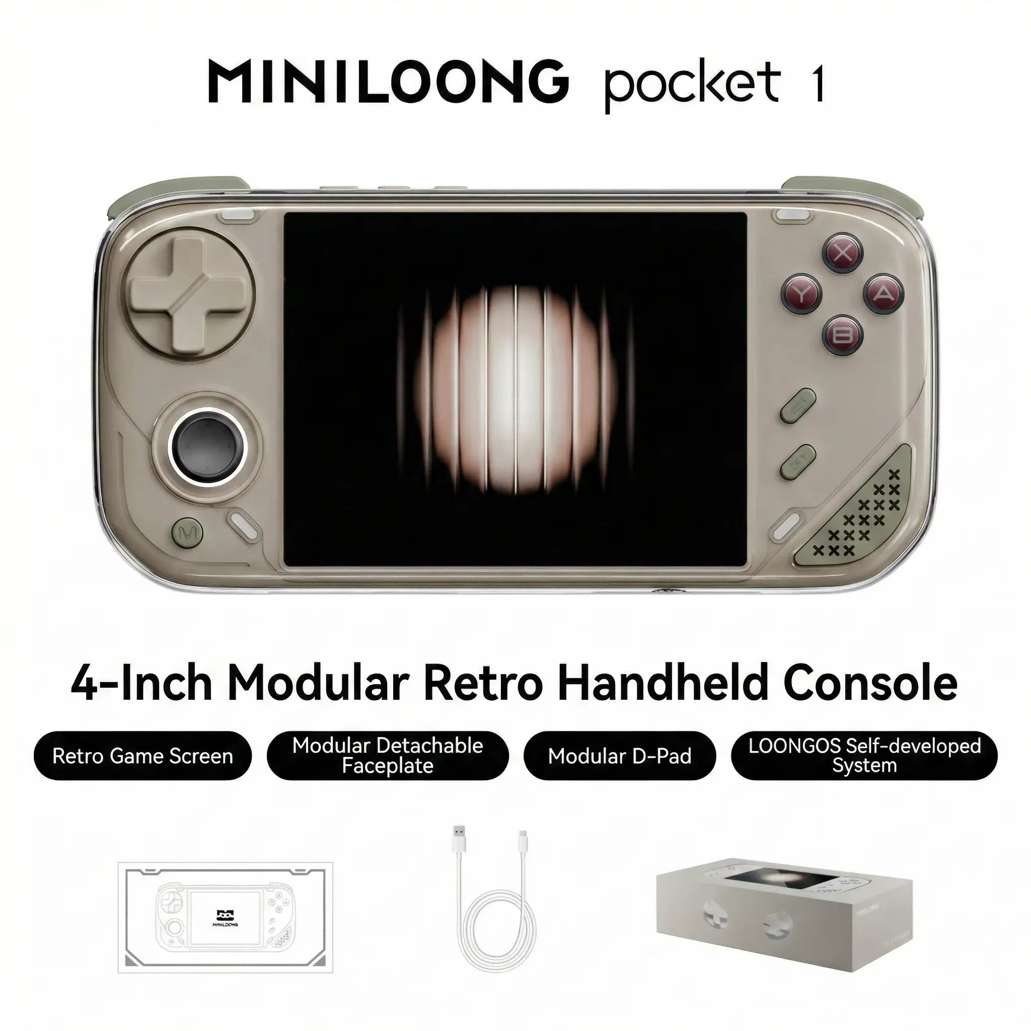 MINILOONG Pocket 1 Handheld Gaming Console 4-inch 960×720 HD Display 8G LOONGOS System RGB Hall-Effect Joystick New Game Console