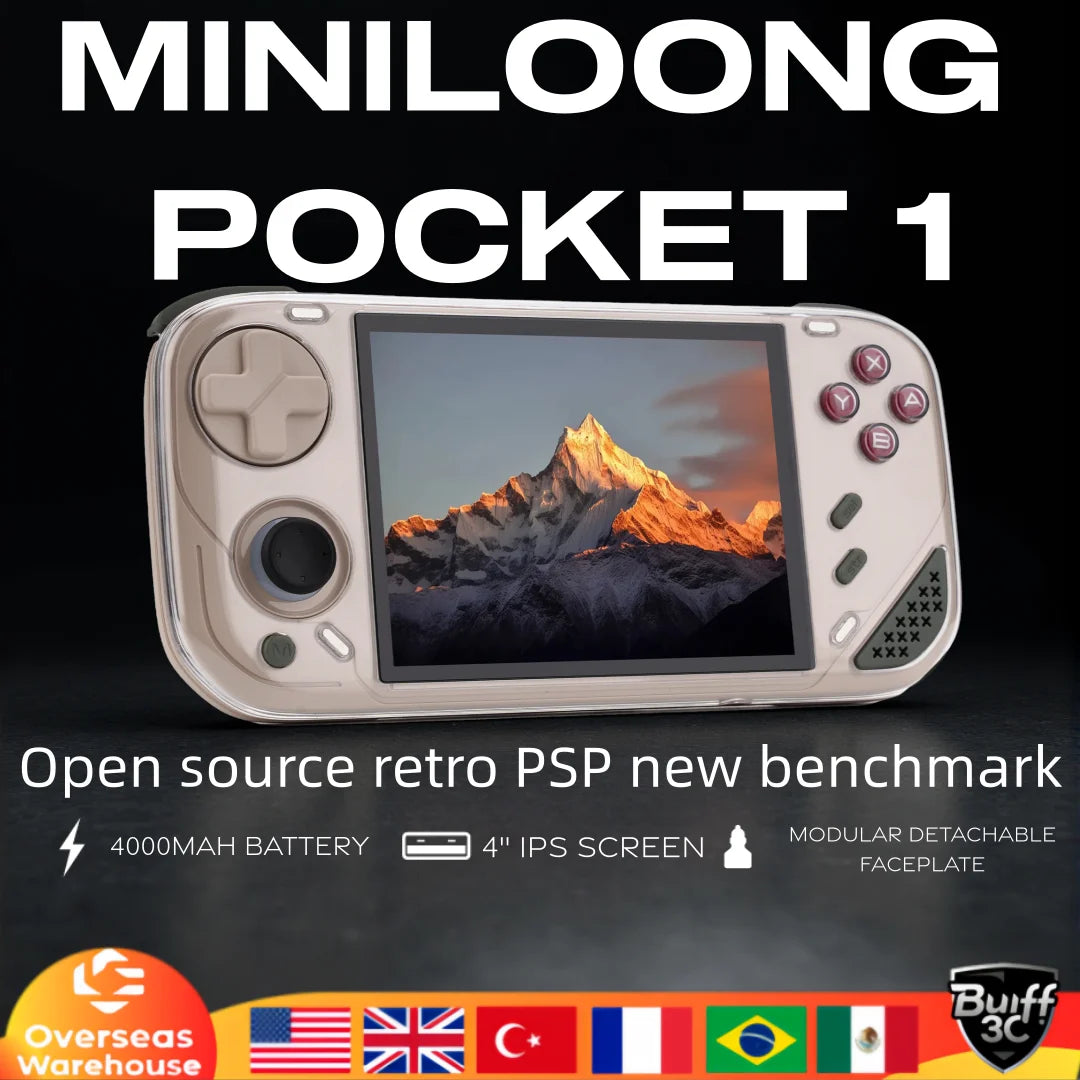 MINILOONG Pocket 1 Handheld Gaming Console 4-inch 960×720 HD Display 8G LOONGOS System RGB Hall-Effect Joystick New Game Console