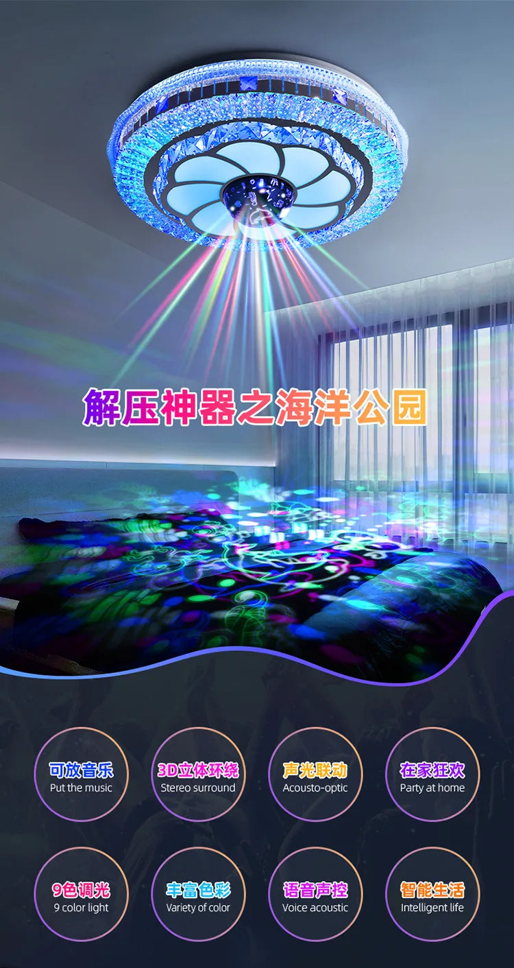 2025 new room light led ceiling light bedroom light master bedroom music light crystal light Romantic wedding room light