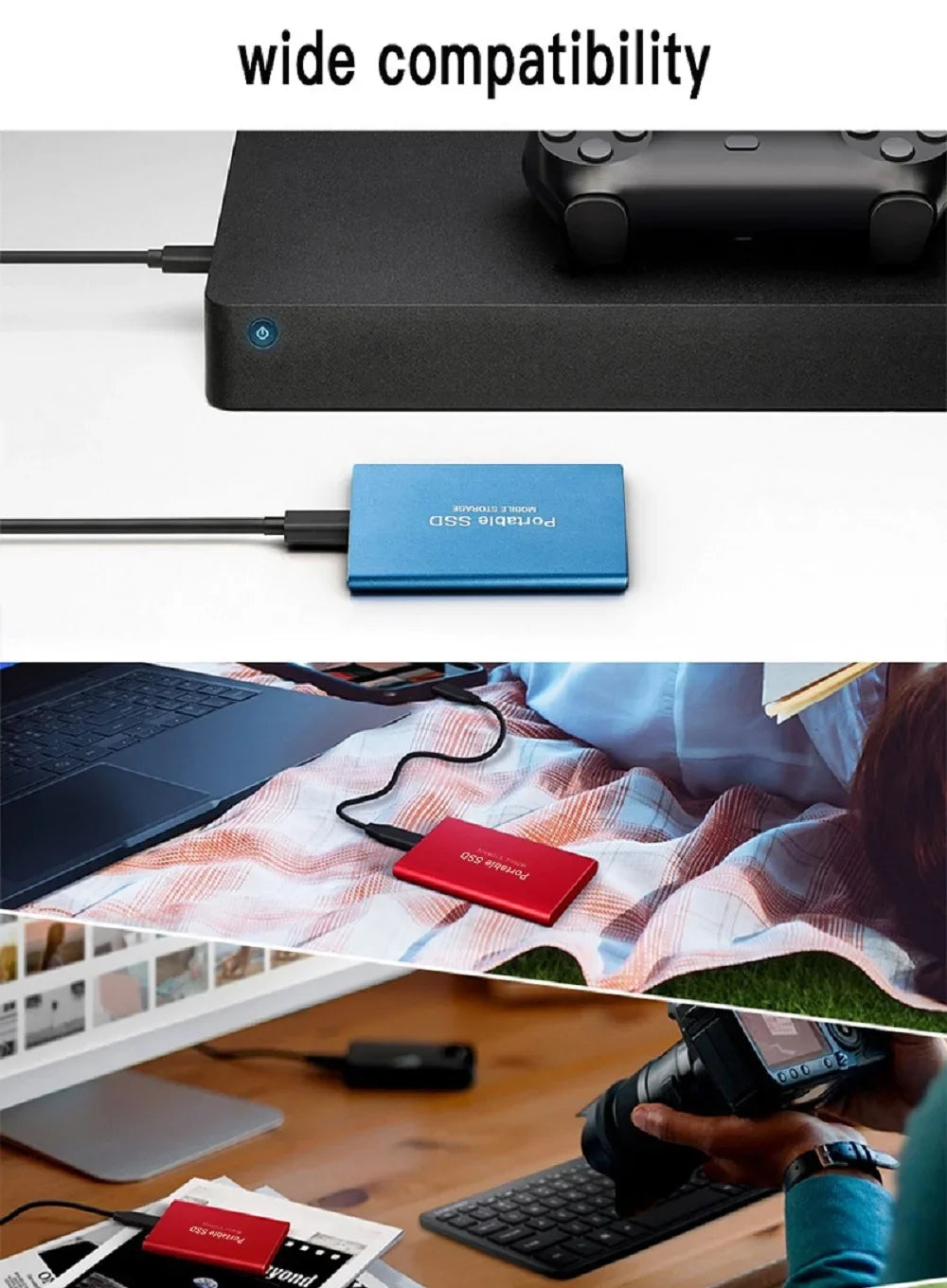High-speed transfer portable external hard drive SSD 2TB 4TB 8TB large capacity storage  Solid State Disk for Pc/Laptops/Phones