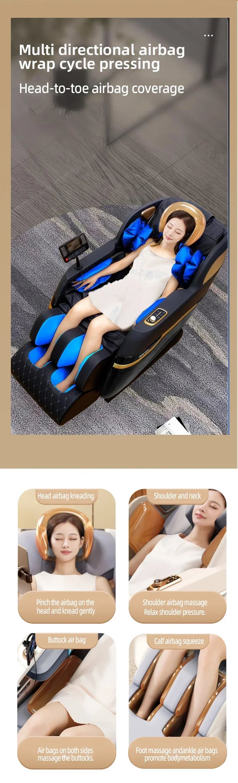 2026 NEW arrivals Massage Chair Zero Gravity Recliner Full Body Airbag Massage Sofa Touch Screen Office Chair 3 Years Warranty