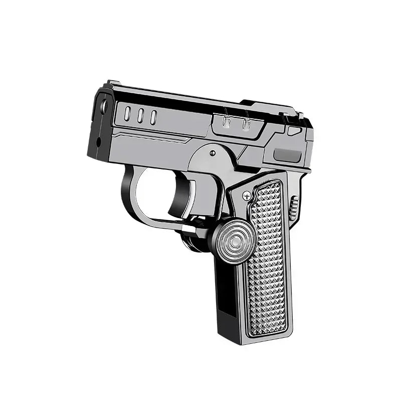Multi functional folding dual form decompression gyro gun shaped lighter with creative deformation and windproof red flame