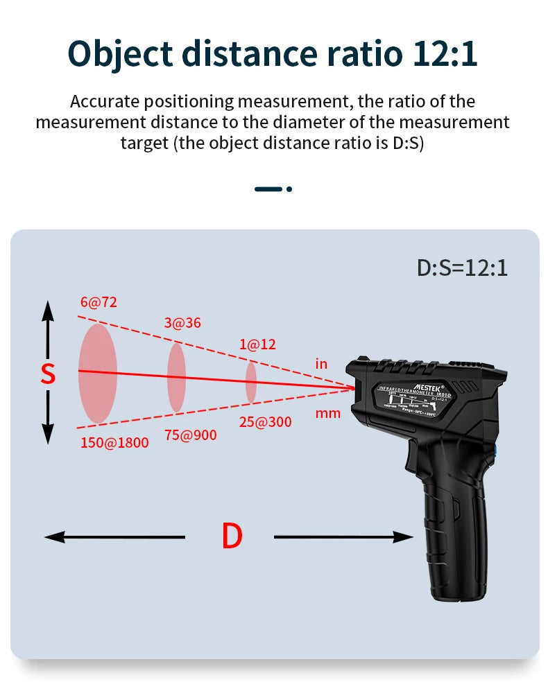 -50 to 800 Degree Mestek Digital Infrared Thermometer Laser Temperature Meter Non-contact Pyrometer Hygrometer IR Thermometer
