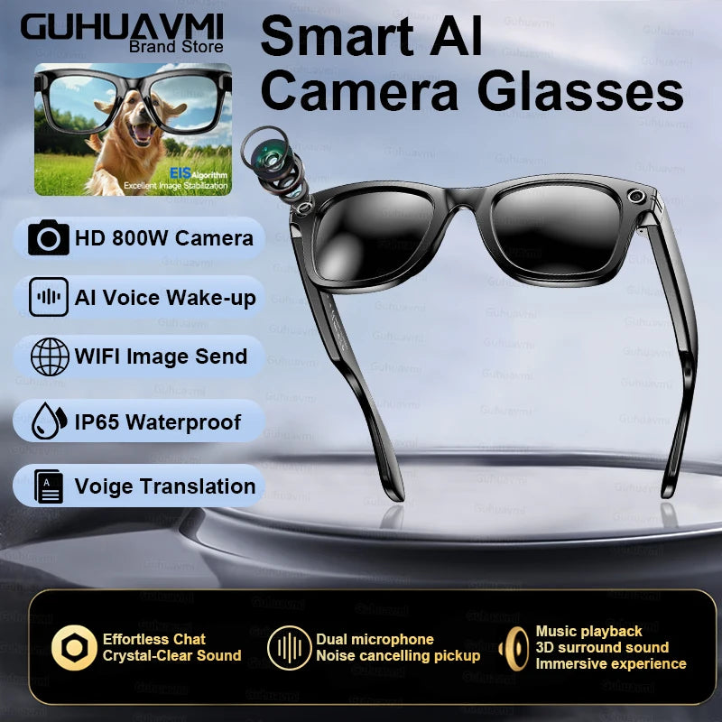 2025 New Travel Study Smart Glasses Men 800W HD Pixel Camera Video Recording WIFI Transmission Adjustable Prescription Glasses