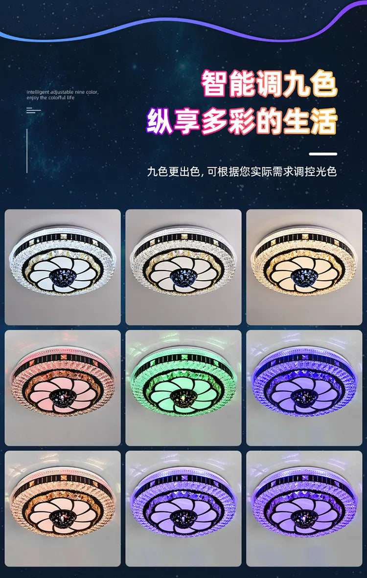 2025 new room light led ceiling light bedroom light master bedroom music light crystal light Romantic wedding room light