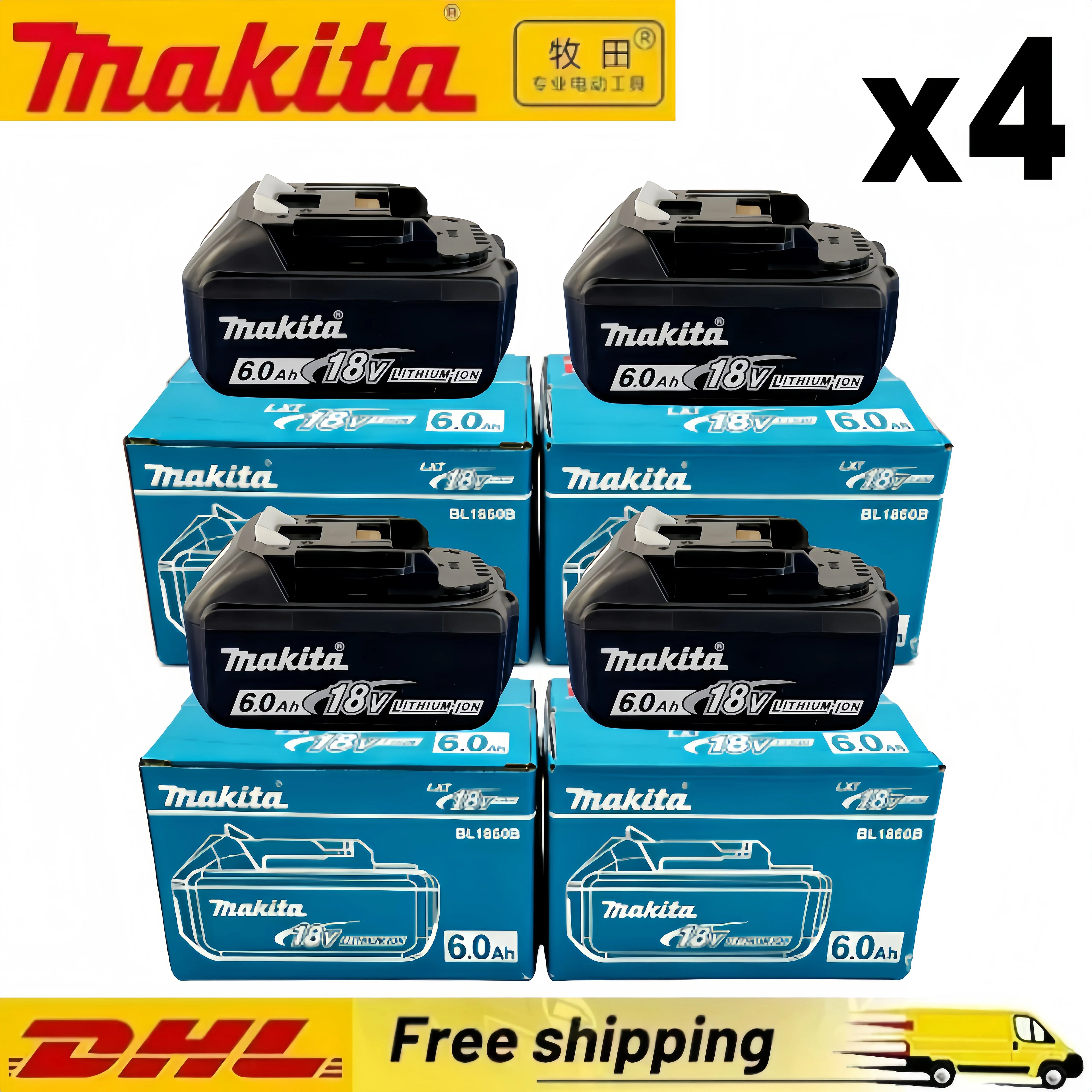 100% Original Makita 18V 6.0Ah battery, for Makita BL1830， BL1830B， BL1840 ，BL1840B ，BL1850 BL1860B power tools battery