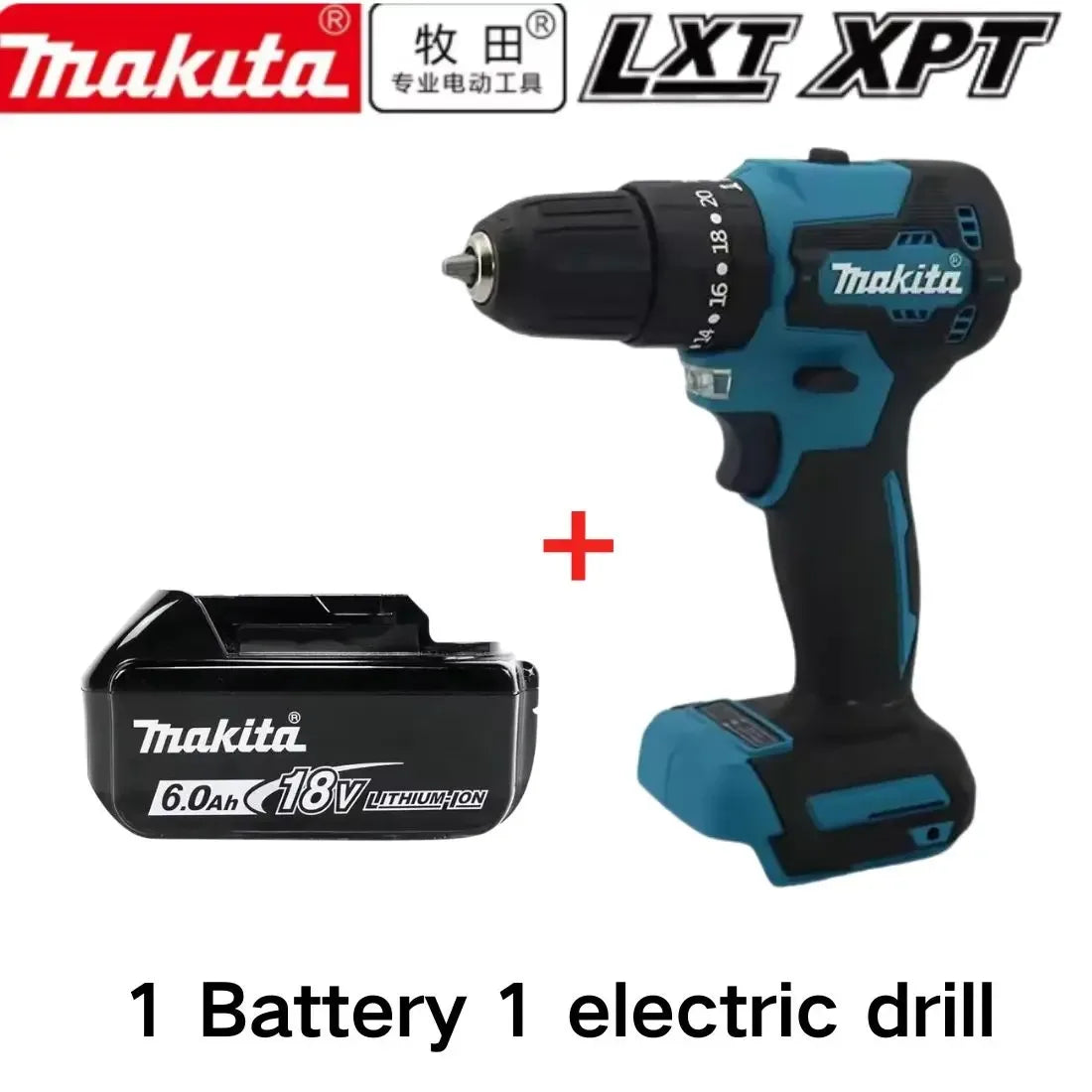 100% Origina New 18V Makita 5Ah 6Ah 9Ah Powerful tool battery+charger, For DDF487 lithium rechargeable impact drill household