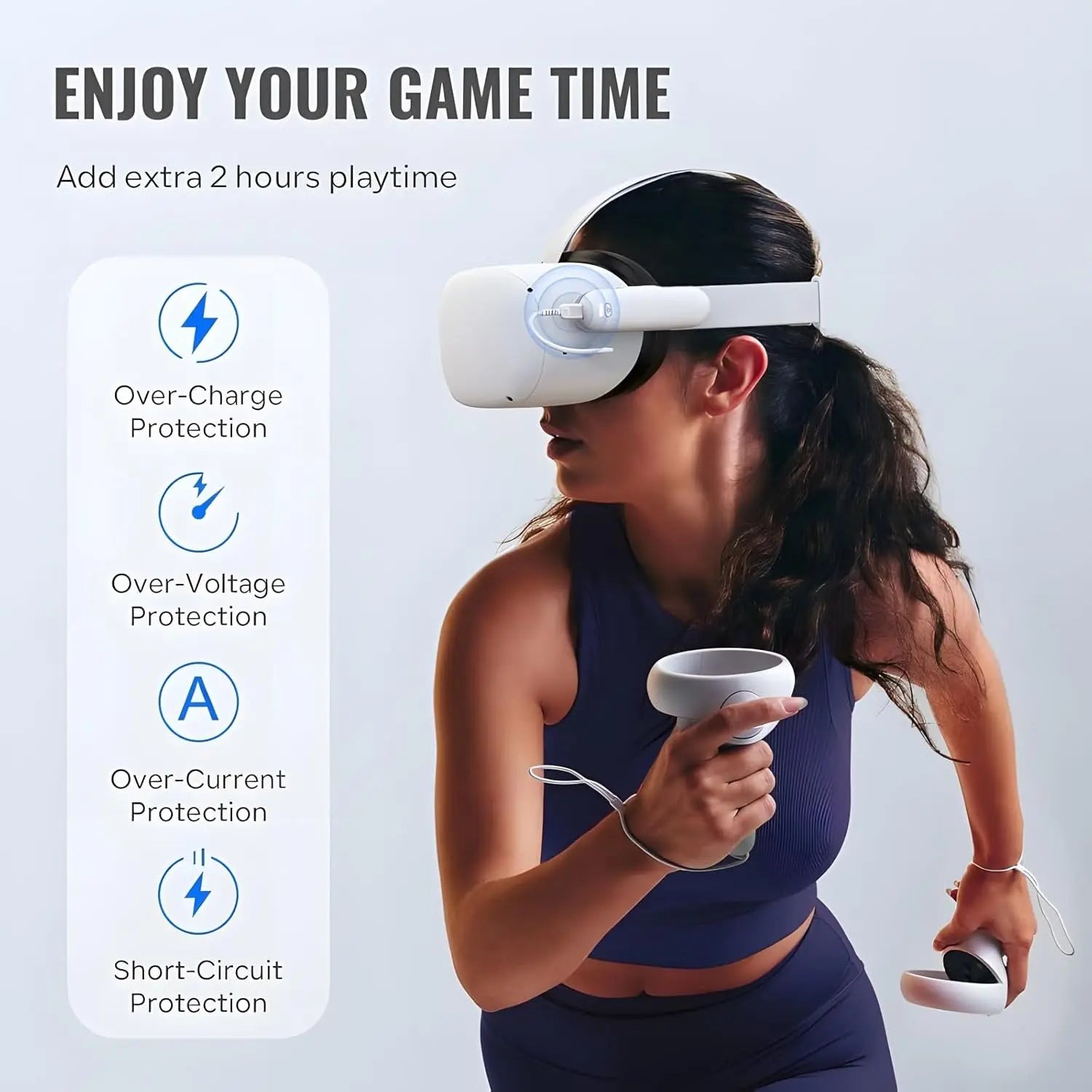 Battery Pack for Meta/Oculus Quest 2/Quest 3/Quest 3S, 5000mAh Portable Battery Pack Accessories, Extend Extra 2-4H Playtime