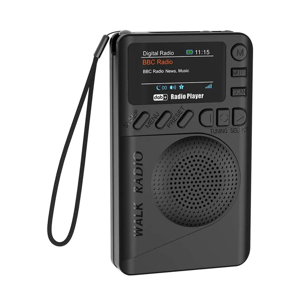 Mini DAB FM Digital Radio with Headphone Jack Color Screen Pocket Radio BT5.0 MP3 Playback Speaker for Running Sports