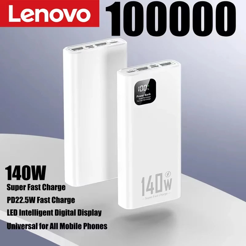 Lenovo 140W PowerBank 500000mAh High Capacity Super Fast Charging Portable Battery CCC Charger for iPhone Samsung Huawei 2026