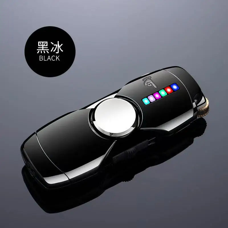 New Unusual Fidget Spinner Electric Double Arc Metal Lighter LED Light Plasma Pulse Flameless Igniter USB Charging Creative Gift