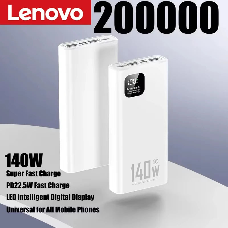 Lenovo 140W PowerBank 500000mAh High Capacity Super Fast Charging Portable Battery CCC Charger for iPhone Samsung Huawei 2026