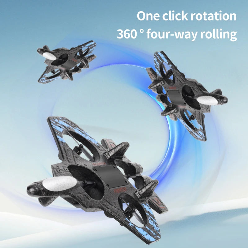2.4G remote control fighter electric foam glider stunt tumbling UAV hovering helicopter with LED colorful lights aircraft model