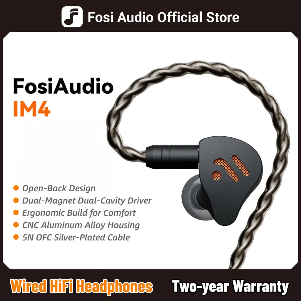 Fosi Audio IM4 Hifi Wired Earphones Open-Back Dynamic Drivers IEM Headphones For Music Monitoring Gaming Earbuds