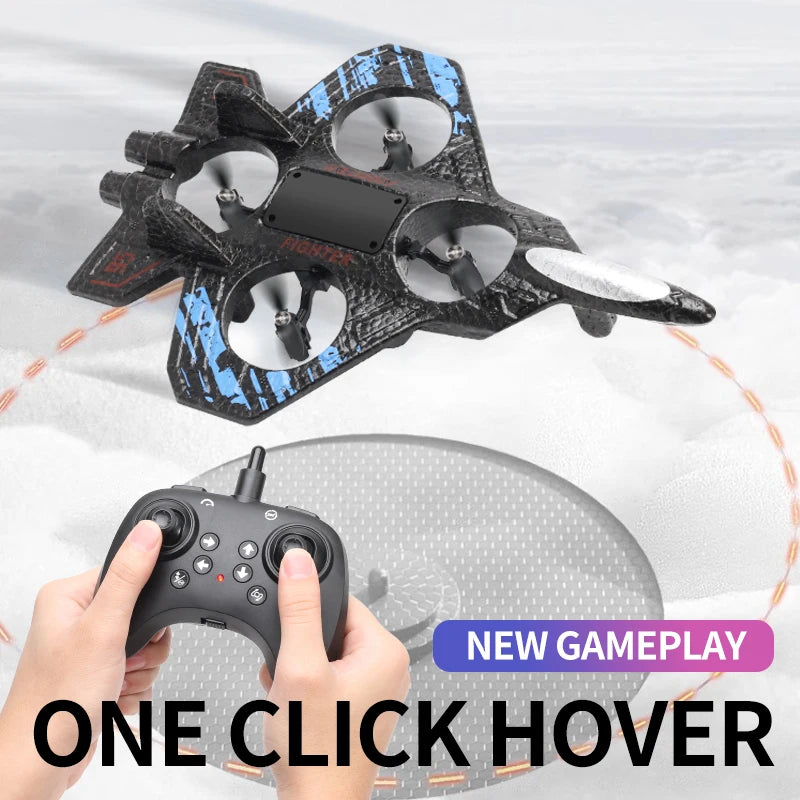2.4G remote control fighter electric foam glider stunt tumbling UAV hovering helicopter with LED colorful lights aircraft model
