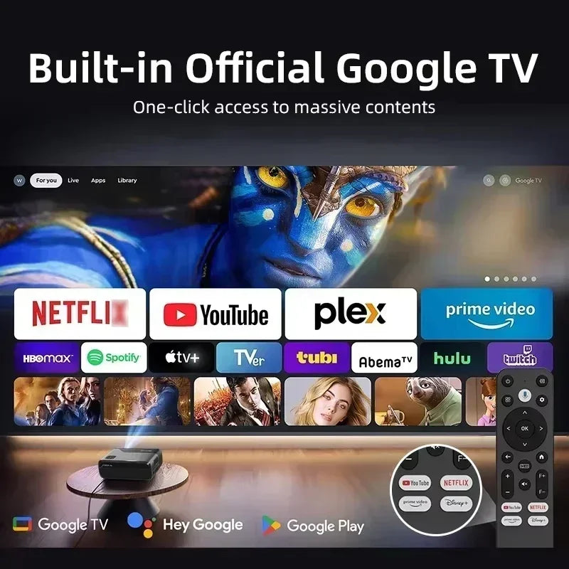 A8 Android 14 Google TV Projector 2800ANSI 1080P 4K | Netflix Certified DB Audio | Home Cinema Bedroom Day Night Viewing