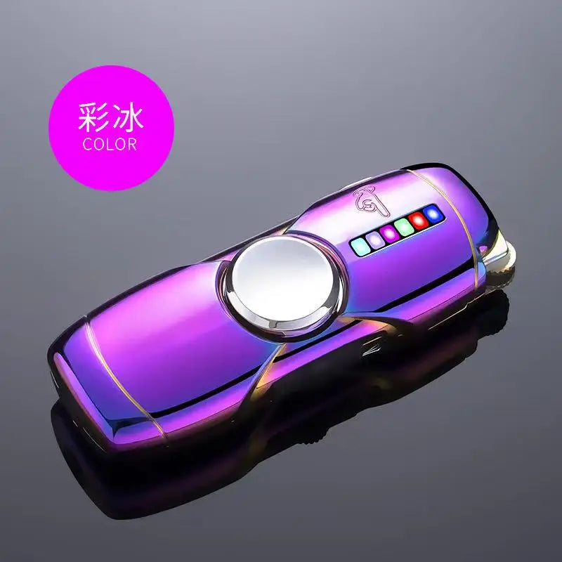 New Unusual Fidget Spinner Electric Double Arc Metal Lighter LED Light Plasma Pulse Flameless Igniter USB Charging Creative Gift