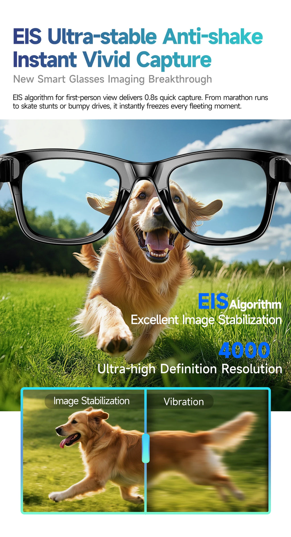 2025 New Travel Study Smart Glasses Men 800W HD Pixel Camera Video Recording WIFI Transmission Adjustable Prescription Glasses