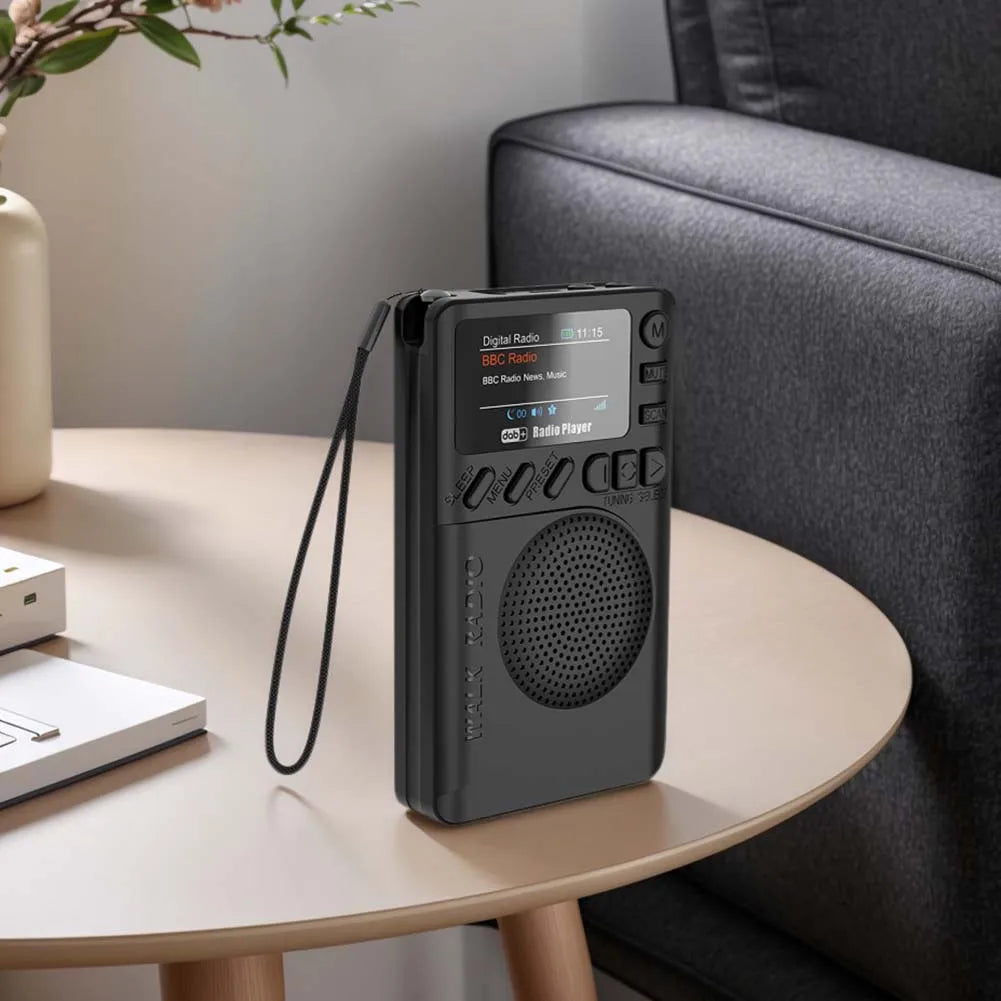 Mini DAB FM Digital Radio with Headphone Jack Color Screen Pocket Radio BT5.0 MP3 Playback Speaker for Running Sports