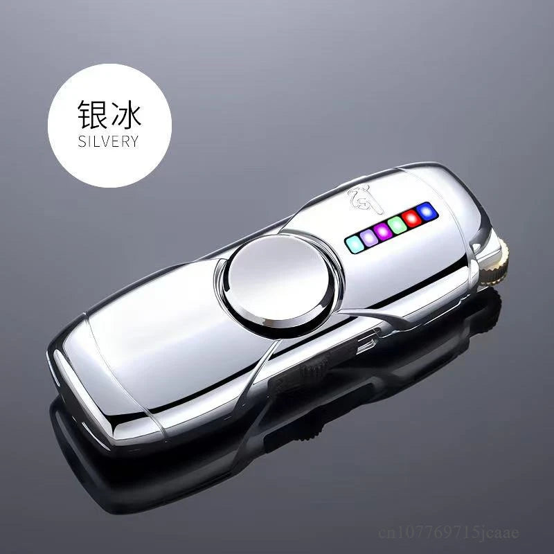 New Unusual Fidget Spinner Electric Double Arc Metal Lighter LED Light Plasma Pulse Flameless Igniter USB Charging Creative Gift