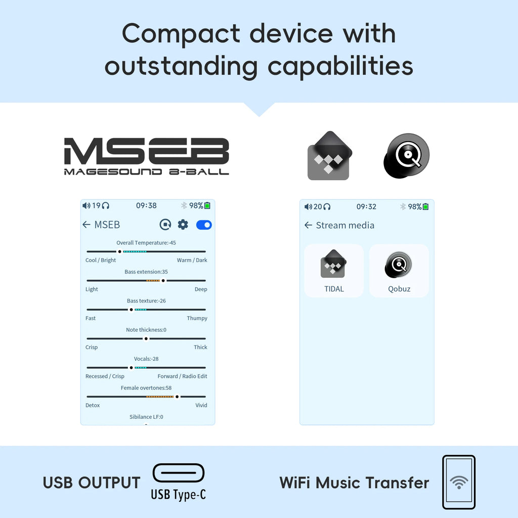 HiBy R1 HiFi Audio Music Player MP3 USB DAC WiFi Bluetooth 5.1 DSD256 PCM384kHz/32bit X1600E CS43131 MSEB Web Radio 3.5mm Output
