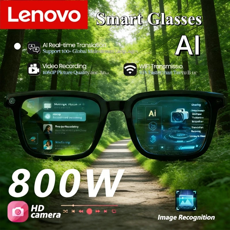 Lenovo AI Smart Glasses Video Recording HD Camera Shooting Multifunctional  AI Translation Image Conversation Music Sunglasses