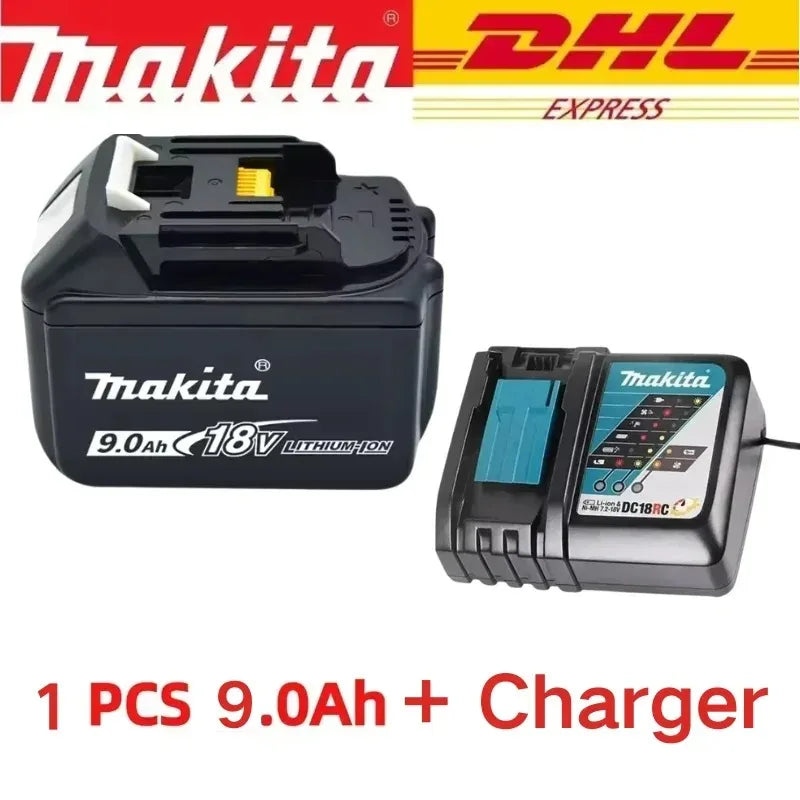 100% Origina New 18V Makita 5Ah 6Ah 9Ah Powerful tool battery+charger, For DDF487 lithium rechargeable impact drill household