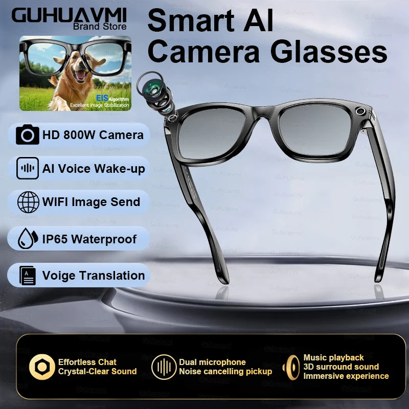 2025 New Travel Study Smart Glasses Men 800W HD Pixel Camera Video Recording WIFI Transmission Adjustable Prescription Glasses