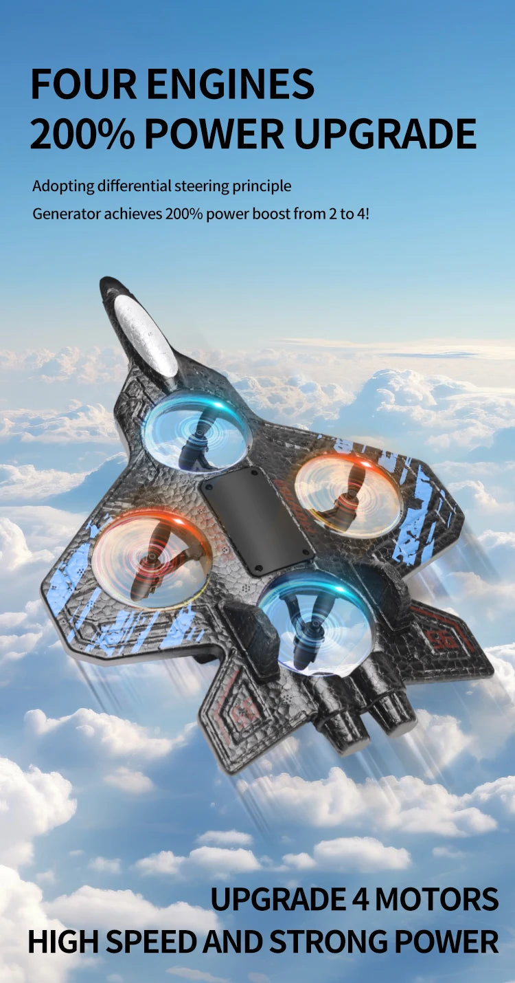 2.4G remote control fighter electric foam glider stunt tumbling UAV hovering helicopter with LED colorful lights aircraft model