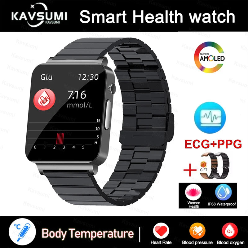 2025 New Blood Lipids Smart Watch Men ECG+PPG Heart Rate Body Temperature Monitor Women Smartwatch Fitness Tracker Sport Watches