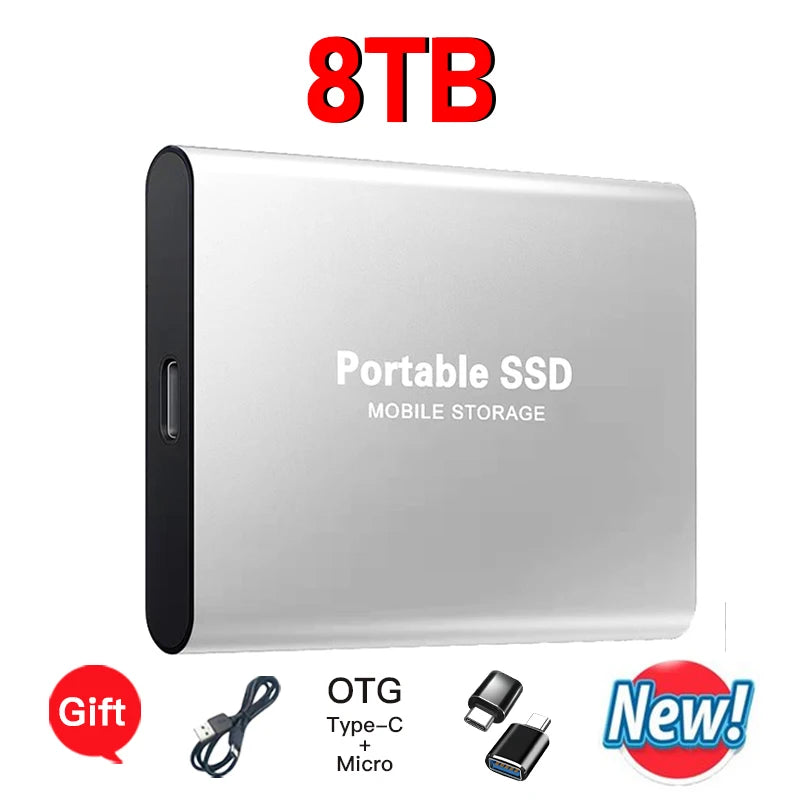 High-speed transfer portable external hard drive SSD 2TB 4TB 8TB large capacity storage  Solid State Disk for Pc/Laptops/Phones