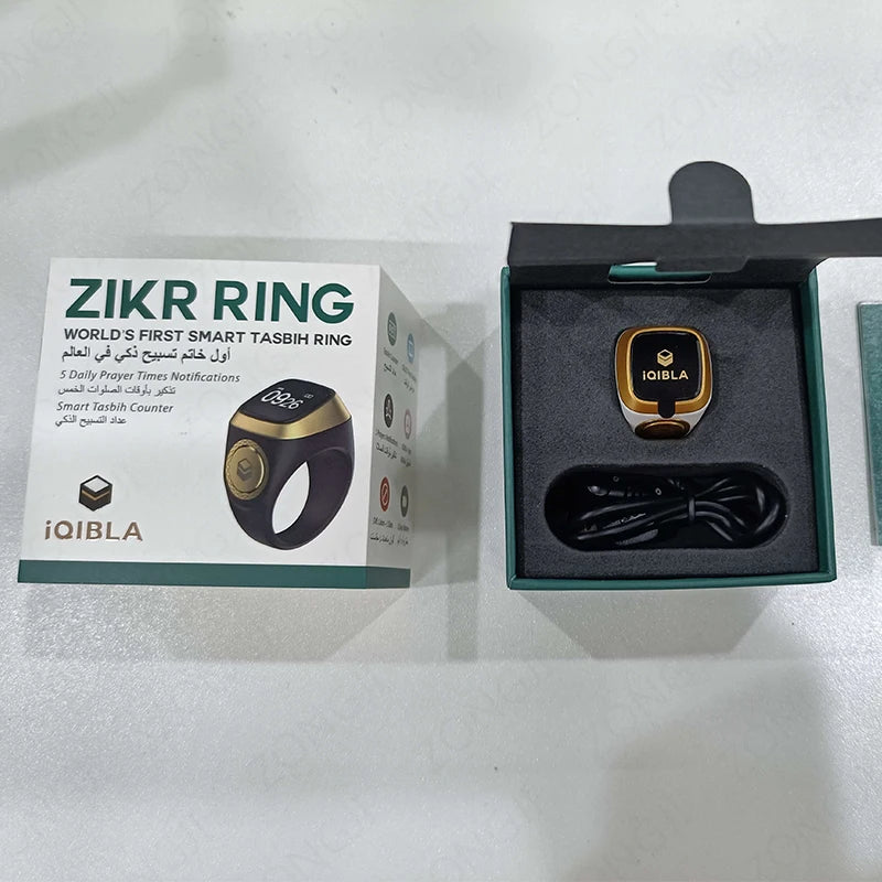 2025 IQibla Smart Zikr Ring Praise Tasbih Tally Electronic Digital Counter Time Vibration Reminder Waterproof