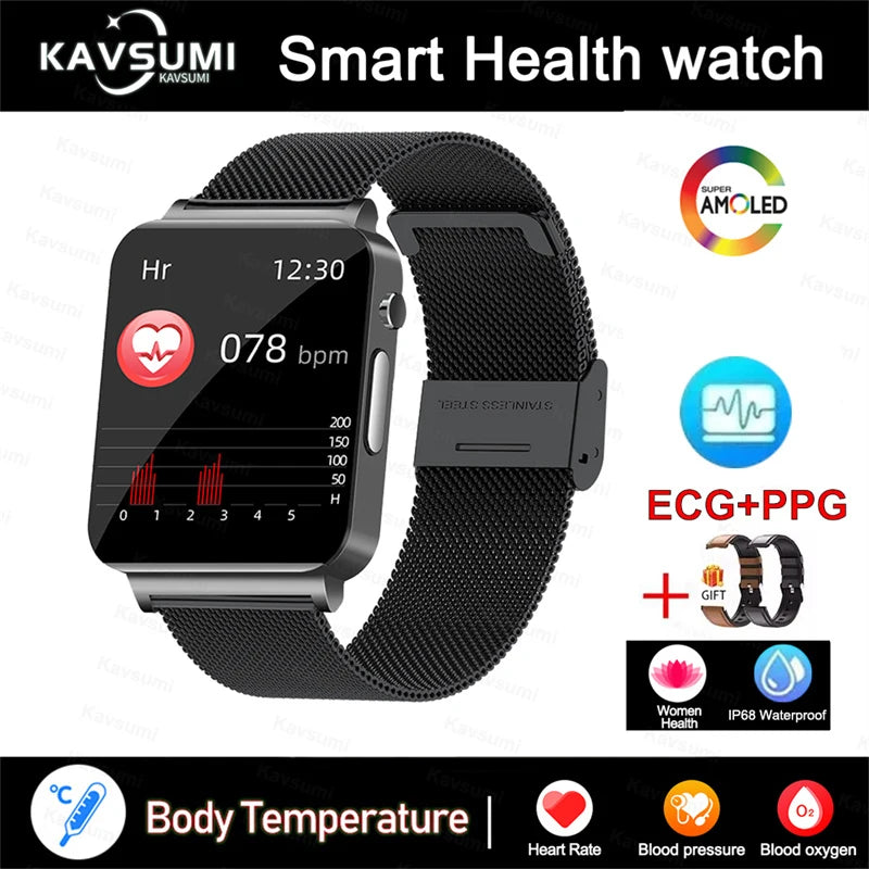 2025 New Blood Lipids Smart Watch Men ECG+PPG Heart Rate Body Temperature Monitor Women Smartwatch Fitness Tracker Sport Watches
