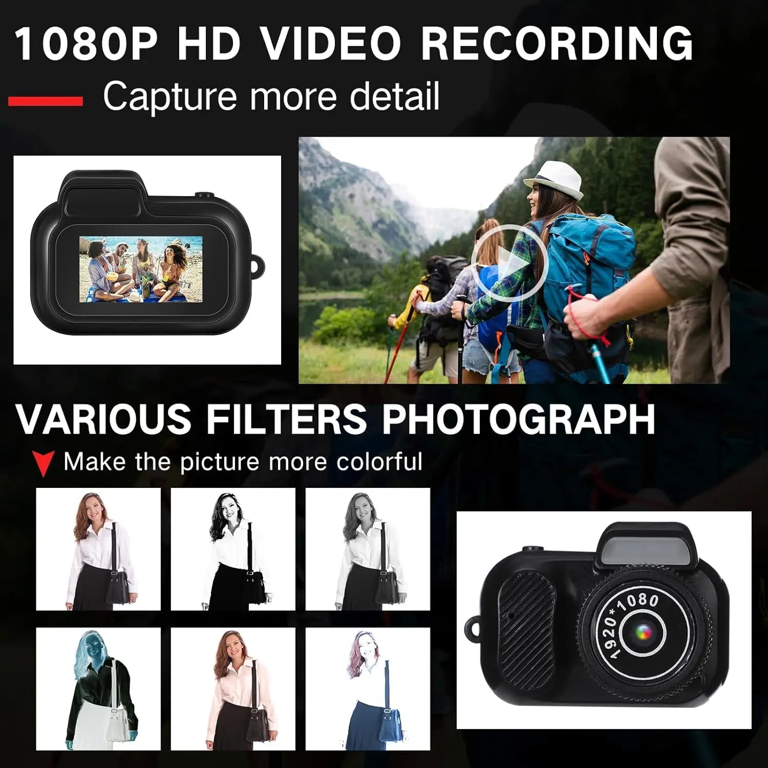 Mini Keychain Camera1080P 2MP Mini Body Camera, Portable Micro Video Camcorder with 0.96inch Display for Kids Students Travel