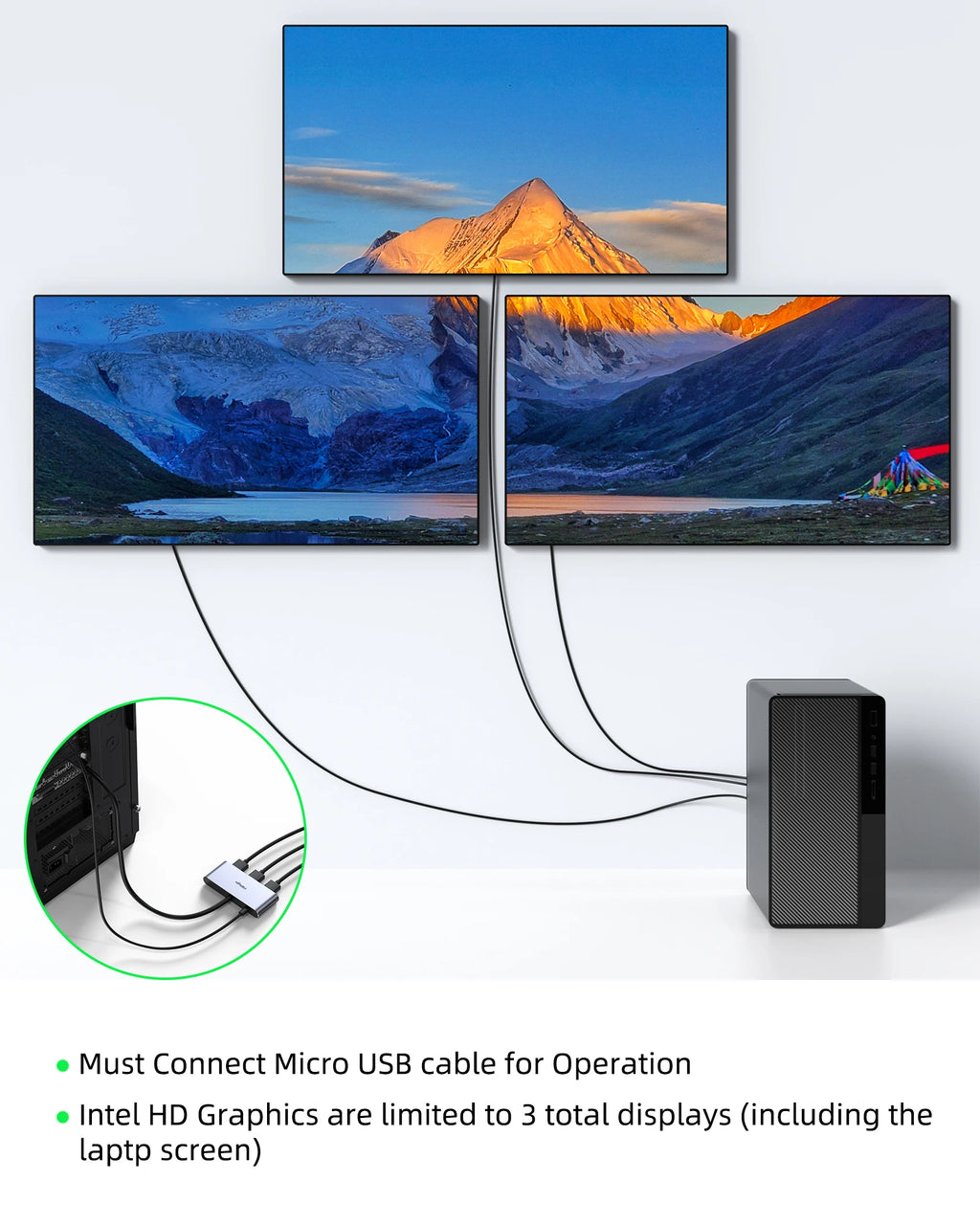 8K DP Splitter to 3DisplayPort MST Hub DP Distributor MultiStream Display DP Splitter Adapter for GraphicCard Laptop Monitor TV
