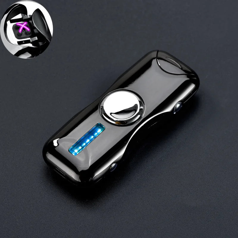 New Unusual Fidget Spinner Electric Double Arc Metal Lighter LED Light Plasma Pulse Flameless Igniter USB Charging Creative Gift