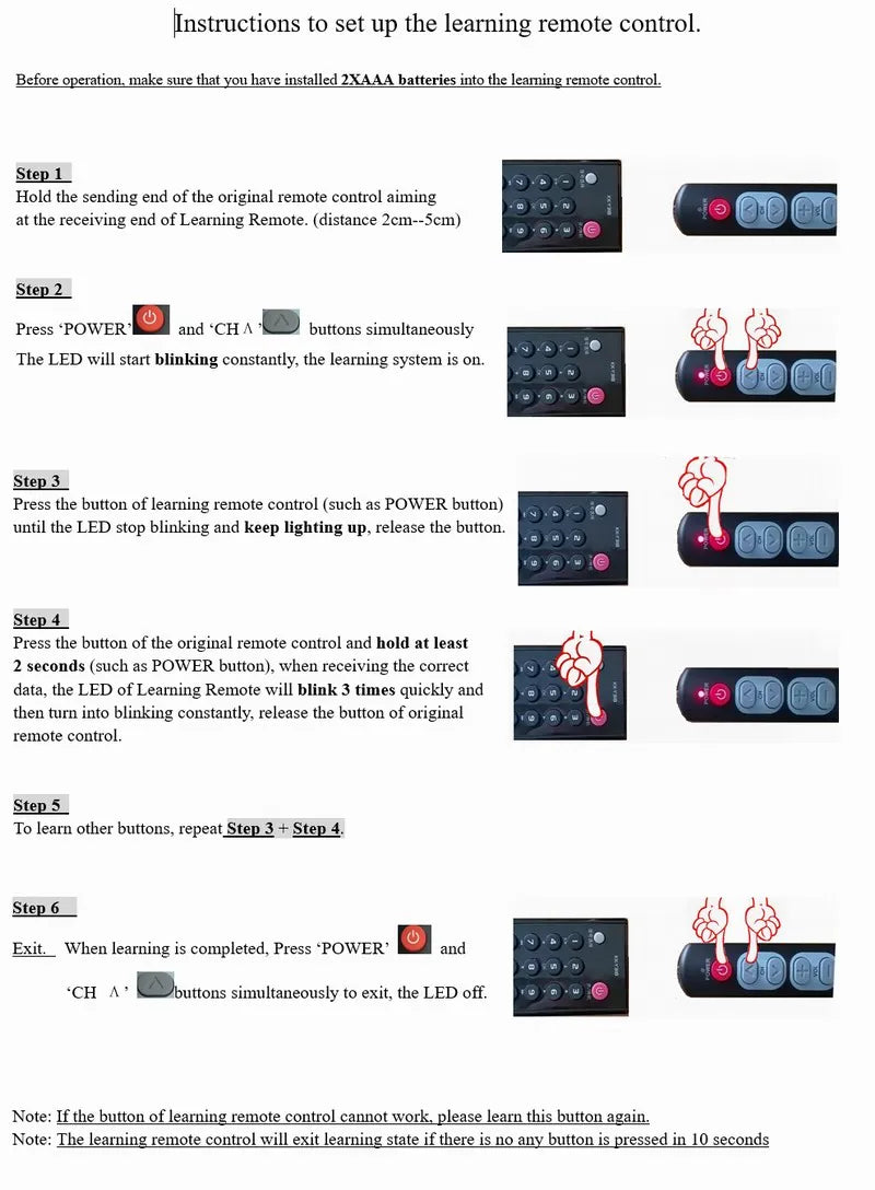 6 Keys Learn Universal Remote Control For TV STB  DVD  Clone Copy Smart  Remot Controller for TV-Box Easy to Use for the Elderly