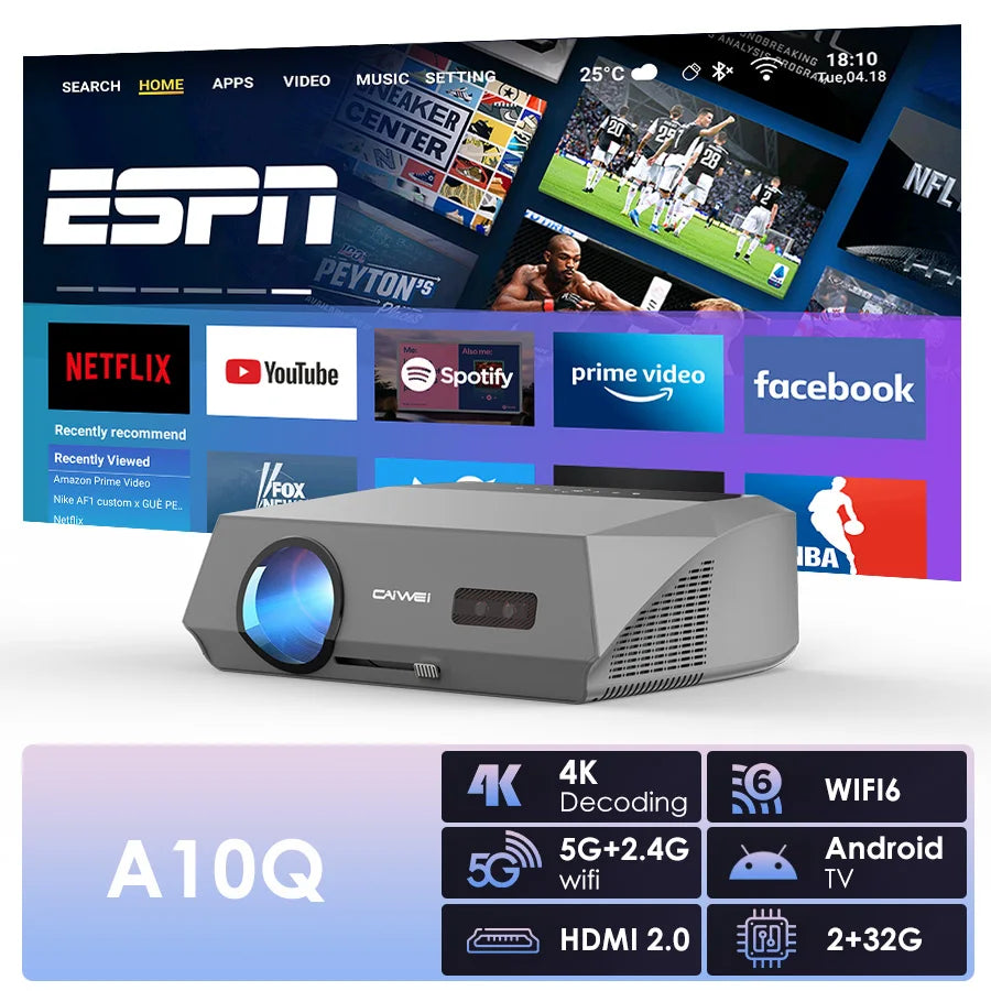 4K 3500 ANSI native full hd video projector 2.4+5G wifi auto focus android TV movies video projector NFC daytime home theater