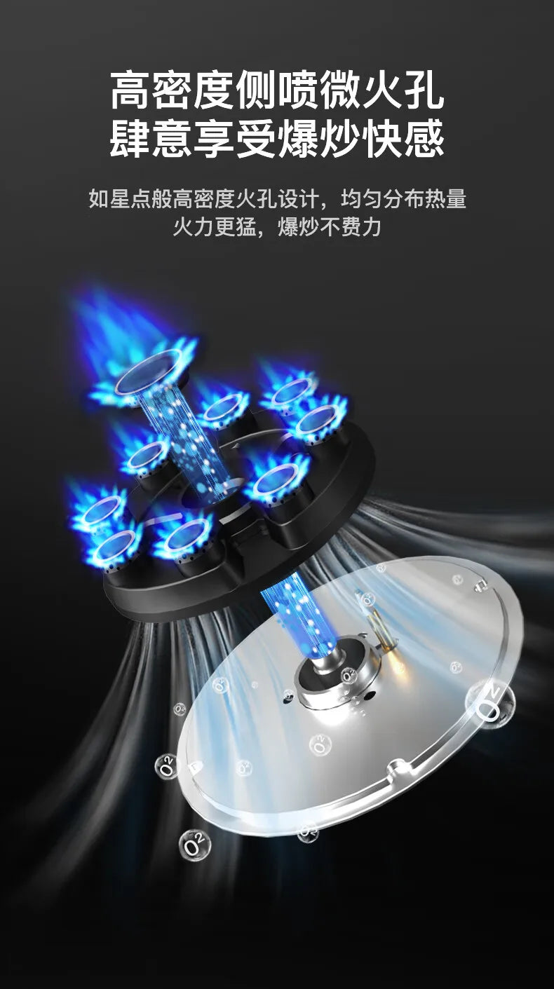 5.2kW gas stove, nine-cavity liquefied petroleum gas high-power stove, built-in countertop stove.