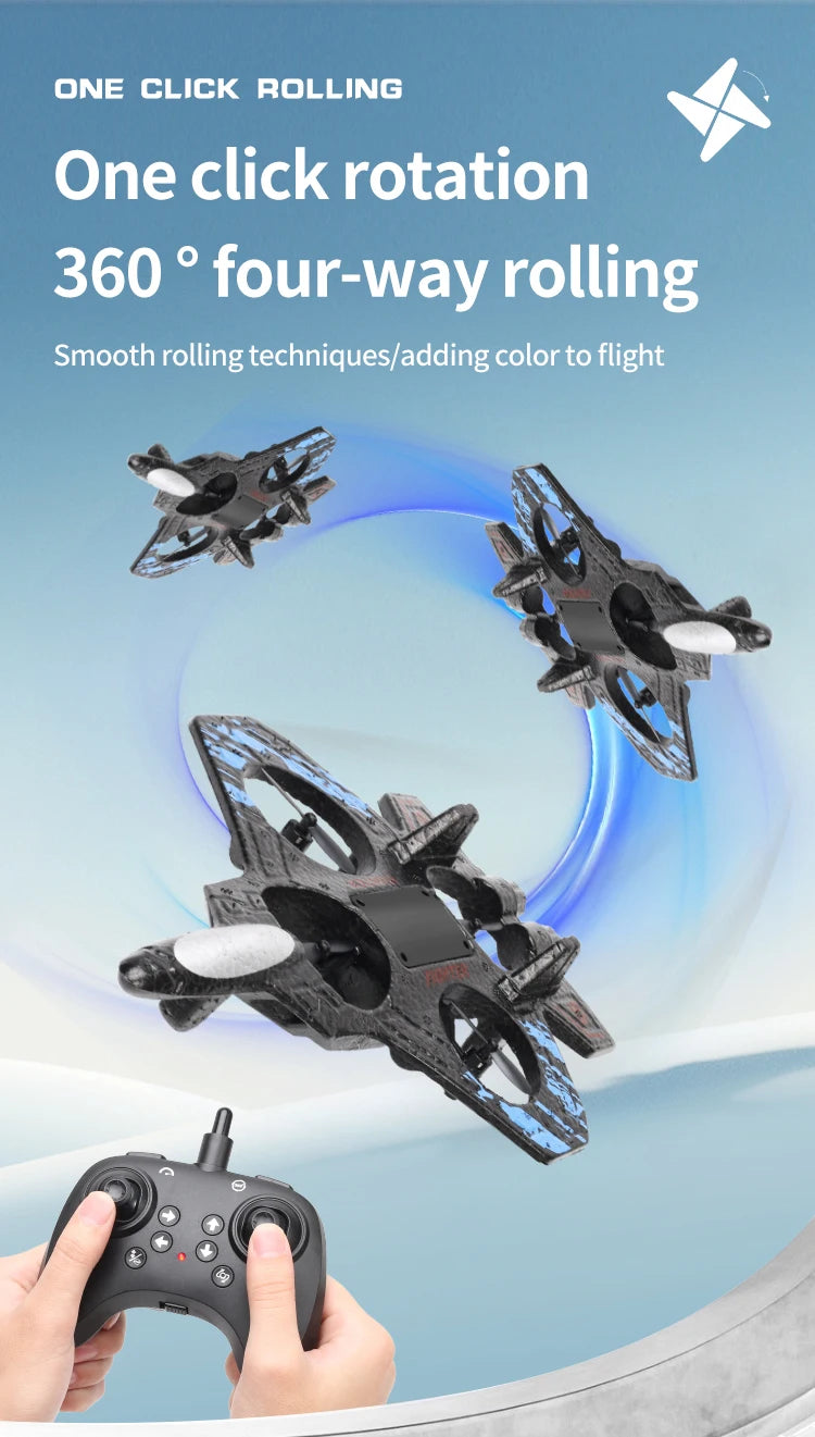 2.4G remote control fighter electric foam glider stunt tumbling UAV hovering helicopter with LED colorful lights aircraft model