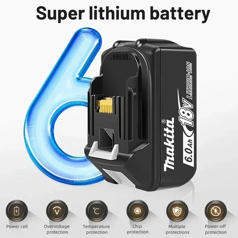 100% Original Makita 18V 6.0Ah battery, for Makita BL1830， BL1830B， BL1840 ，BL1840B ，BL1850 BL1860B power tools battery