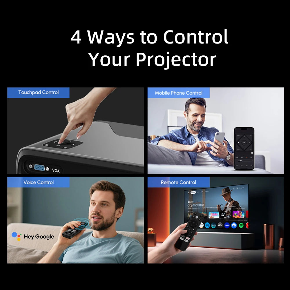 A8 Android 14 Google TV Projector 2800ANSI 1080P 4K | Netflix Certified DB Audio | Home Cinema Bedroom Day Night Viewing