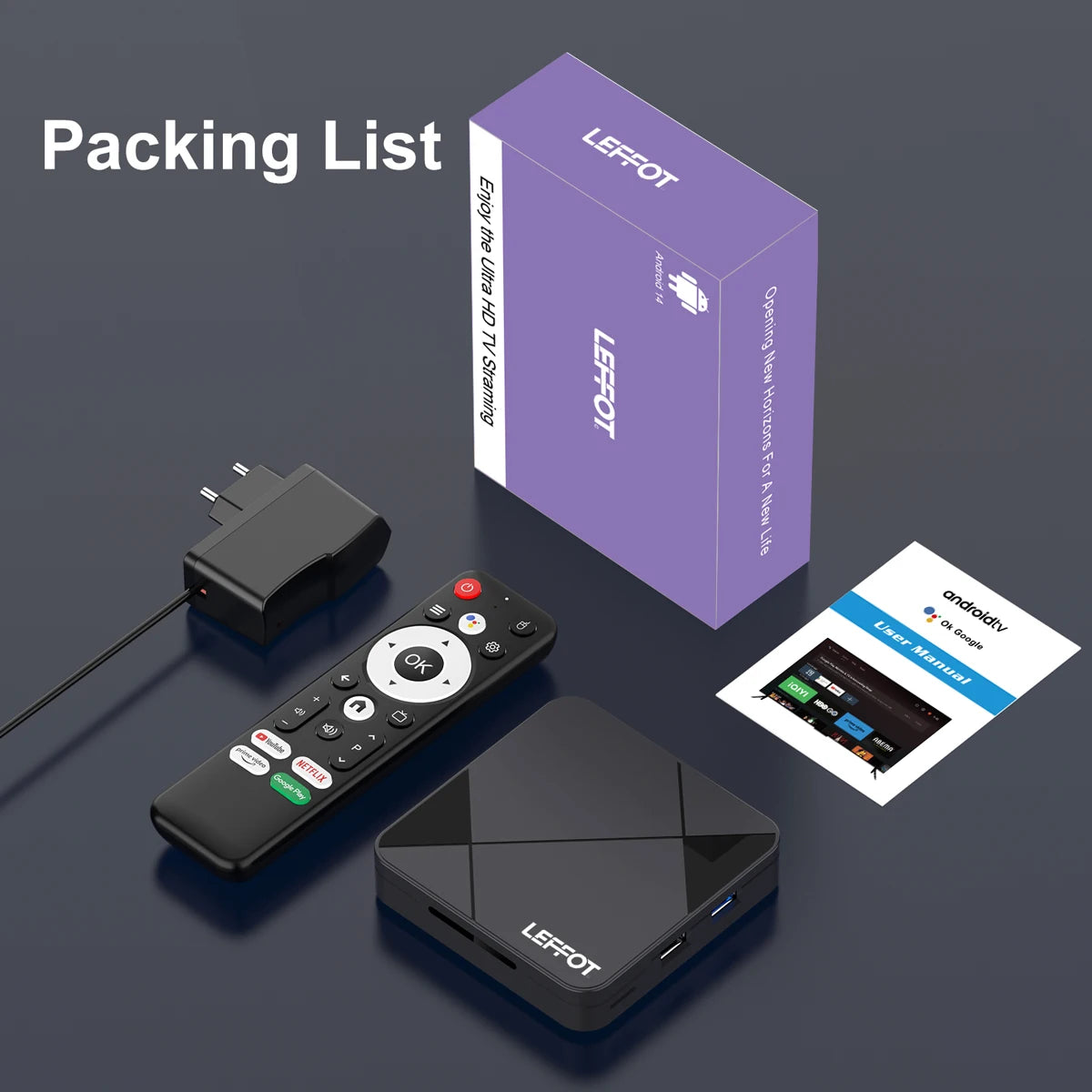 New Style Smart TV Box LEFFOT RK3518 BT5.4 Android 14.0 Wifi6 4K Google Voice Remote Control Assistant Media Player Set Top Box