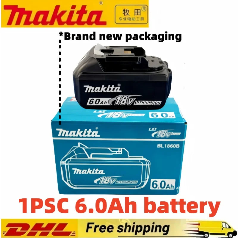 100% Original Makita 18V 6.0Ah battery, for Makita BL1830， BL1830B， BL1840 ，BL1840B ，BL1850 BL1860B power tools battery