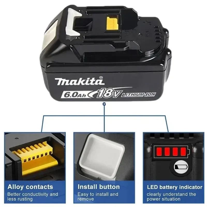 100% Original Makita 18V 6.0Ah battery, for Makita BL1830， BL1830B， BL1840 ，BL1840B ，BL1850 BL1860B power tools battery