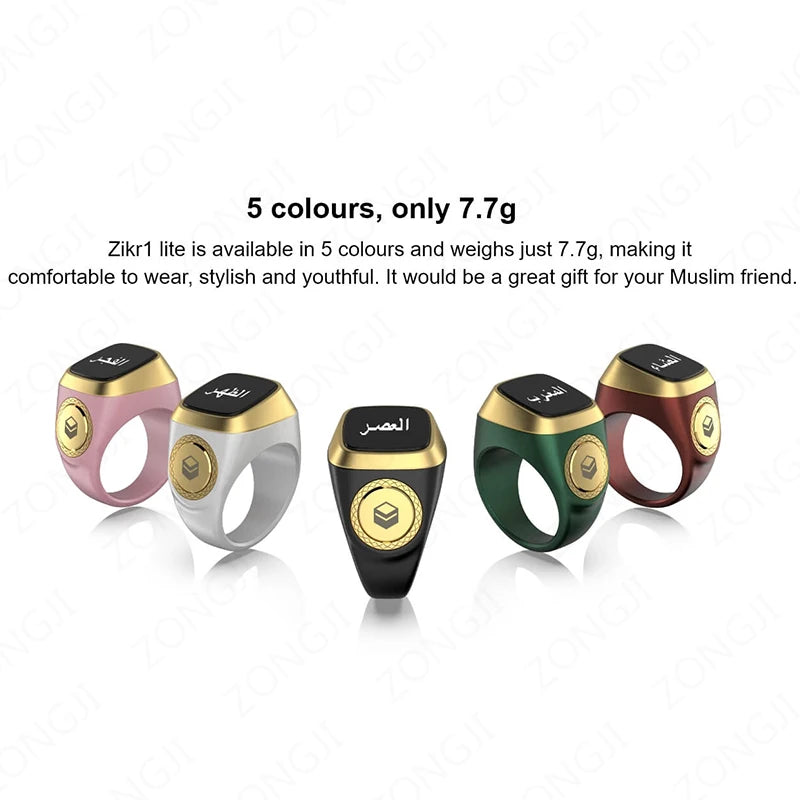 2025 IQibla Smart Zikr Ring Praise Tasbih Tally Electronic Digital Counter Time Vibration Reminder Waterproof