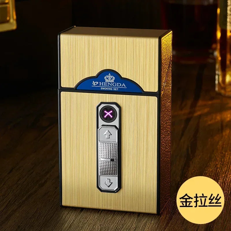 20 Thick Double Arc Pulse USB Charging Lighter Waterproof Moisture Resistant Cigarette Case for Outdoor Smoking Use